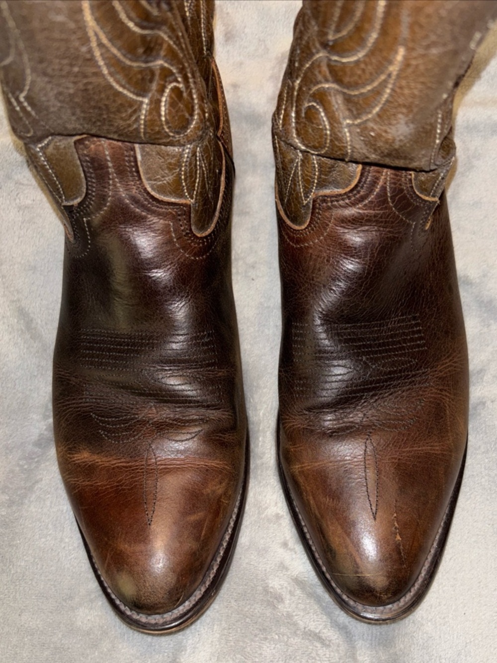 Men's Brown Leather Western Boots - Classic Cowboy Style